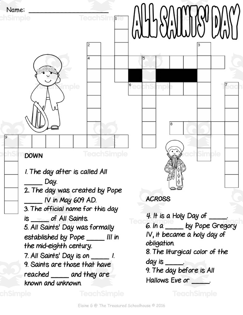 All Saints Day Activity Pack 1 By Teach Simple All Saints Day Activity Pack 1 By Teach Simple
