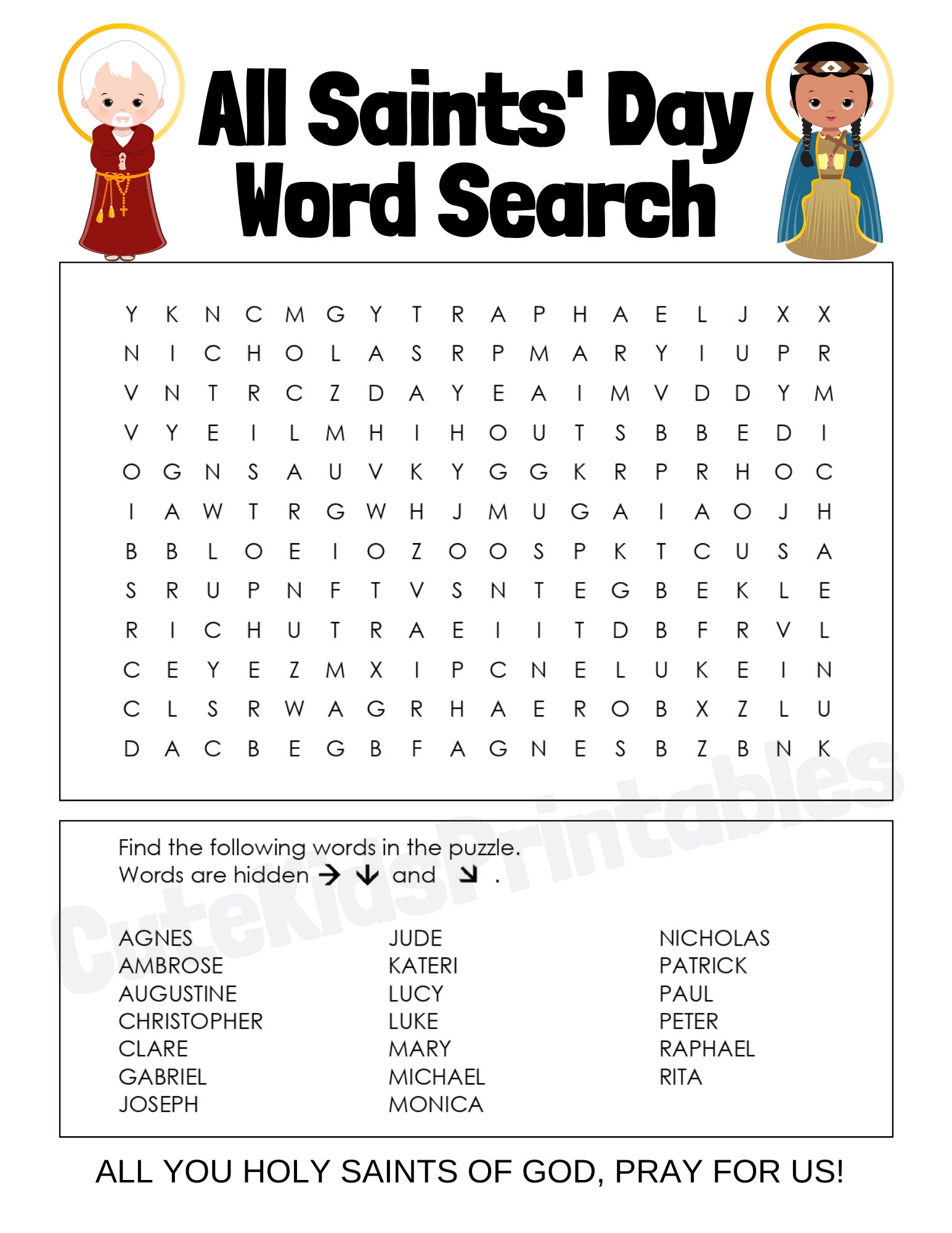All Saints Day Word Search Printable PDF Etsy All Saints Day Word Search Printable PDF Etsy