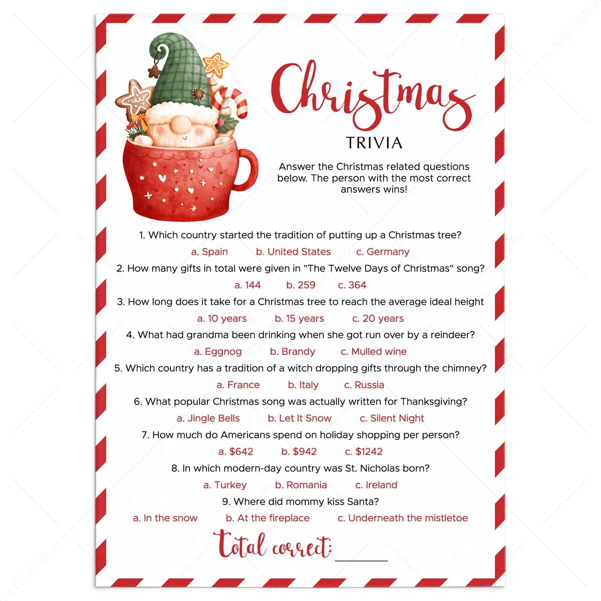 Christmas Trivia Questions And Answers Printable Game Christmas Trivia Questions And Answers Printable Game