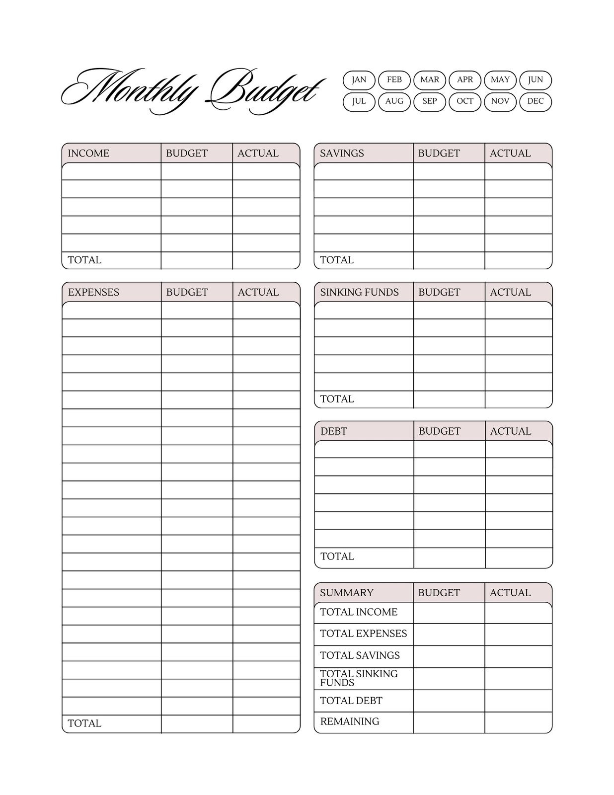 Weekly Budget Worksheet Printable