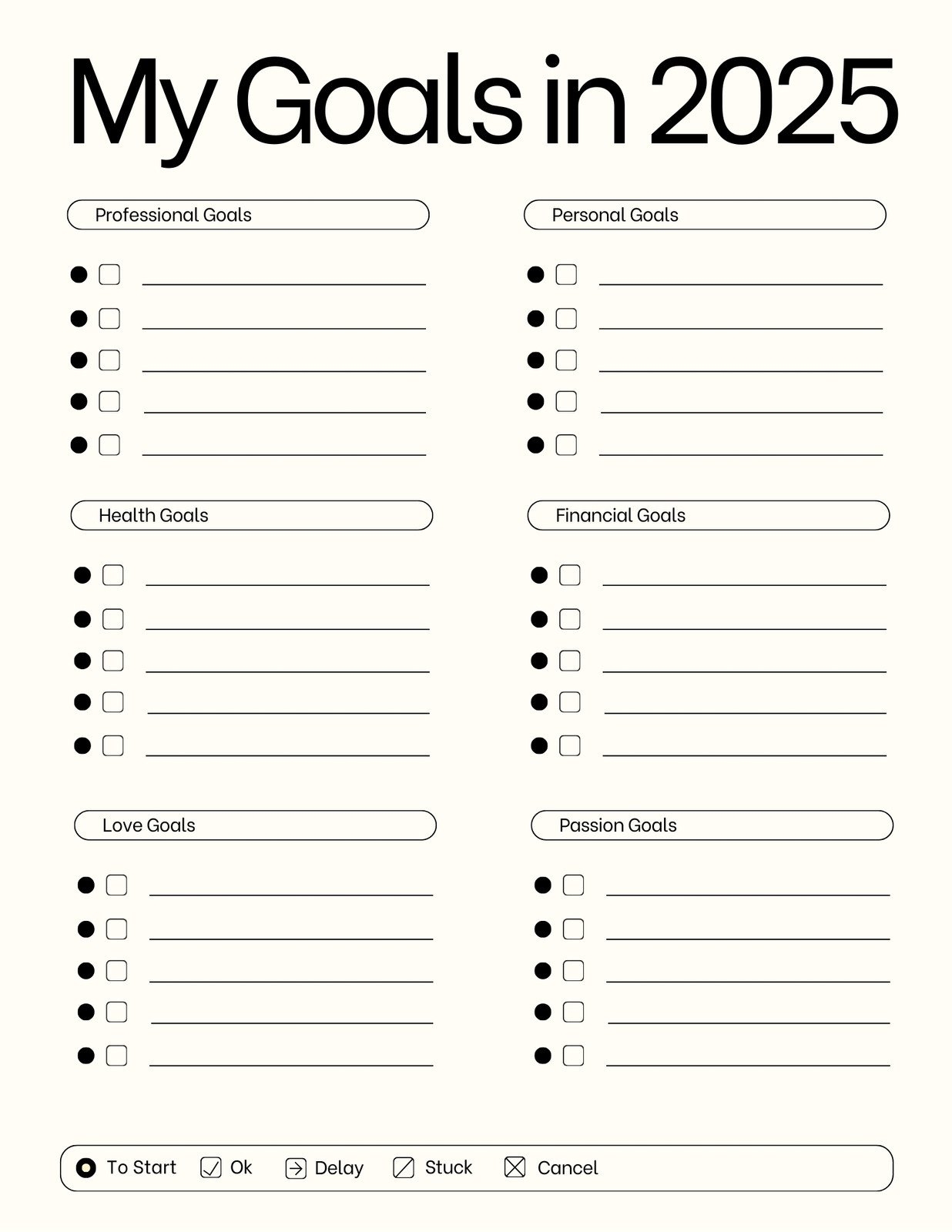 Free And Customizable Goals Templates