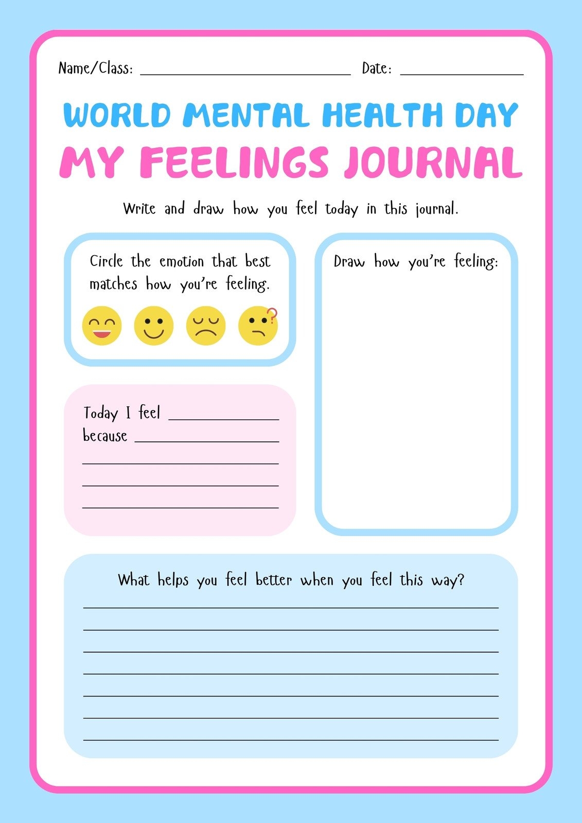 Mental Health Printable Worksheets Mental Health Printable Worksheets