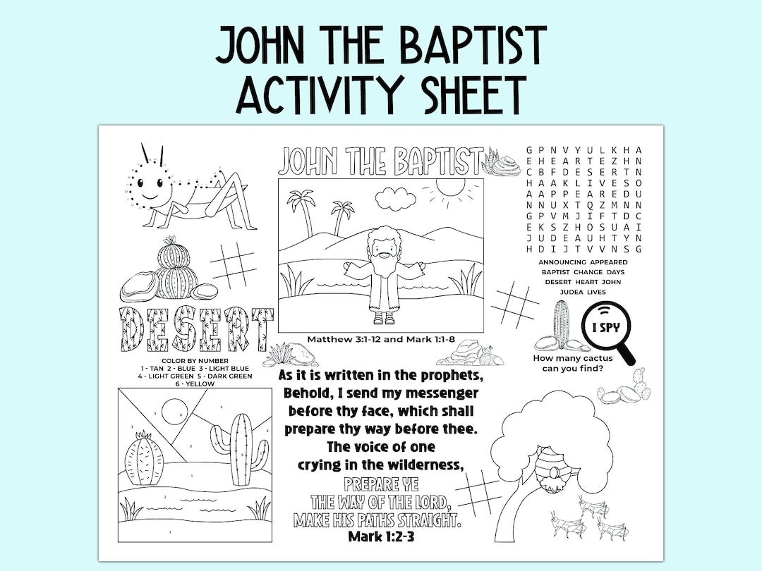 John The Baptist Activity Sheet Children s Church Activity Bible Activity Placemat For Sunday School Bible Class And Homeschool Etsy John The Baptist Activity Sheet Children s Church Activity Bible Activity Placemat For Sunday School Bible Class And Homeschool Etsy