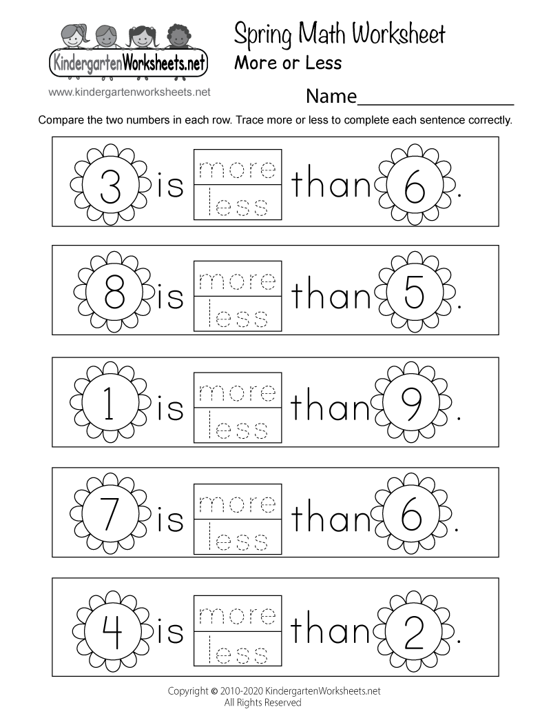 Math Kindergarten Printable Worksheets