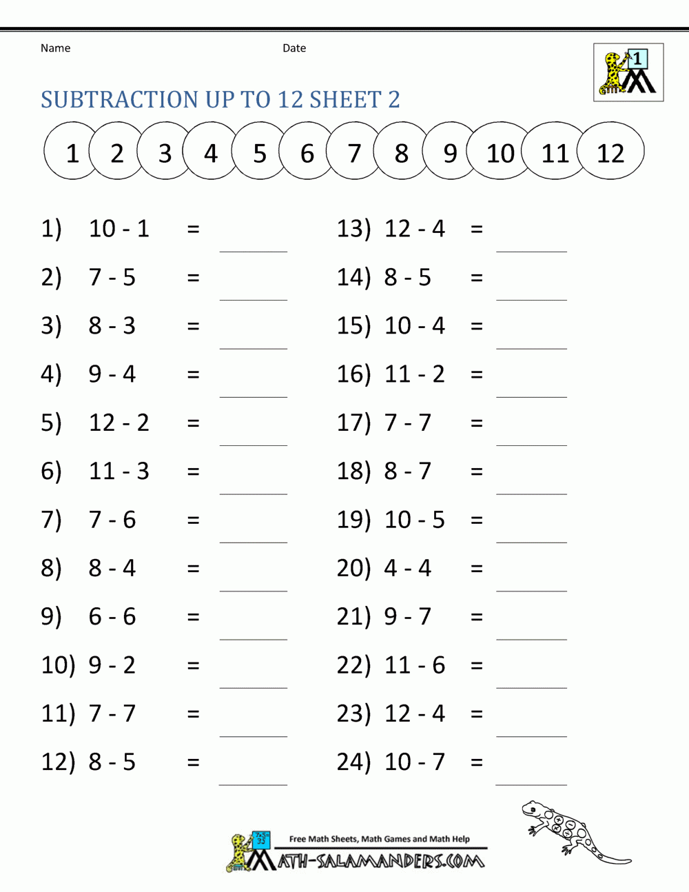 Free Printable First Grade Math Worksheets