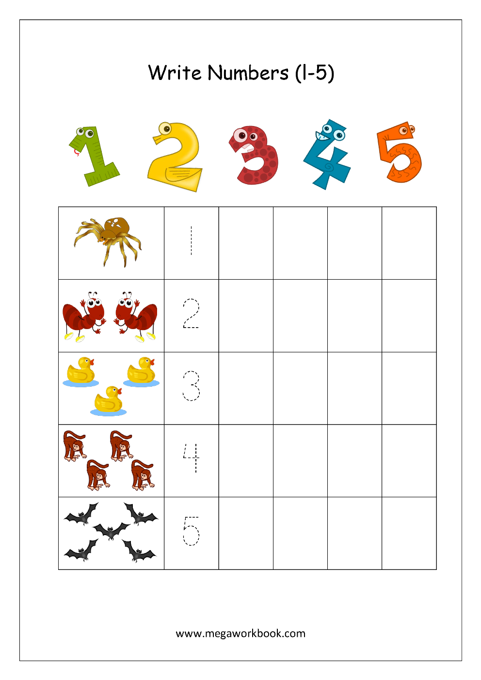 Printable Number Writing Worksheets