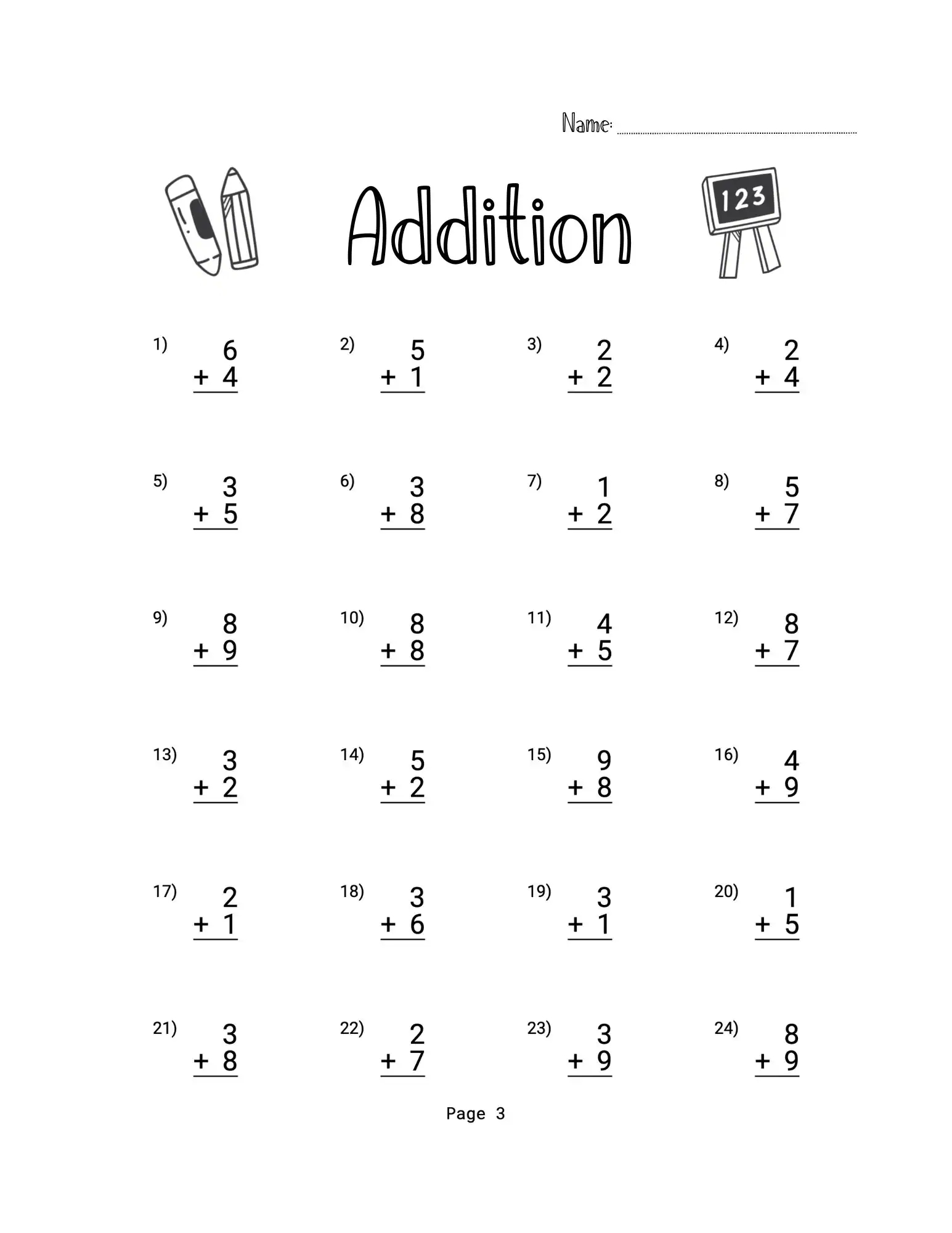 10 Printable Addition Worksheets Numbers 1 9 Answer Key Included Math Worksheets Kids Etsy 10 Printable Addition Worksheets Numbers 1 9 Answer Key Included Math Worksheets Kids Etsy