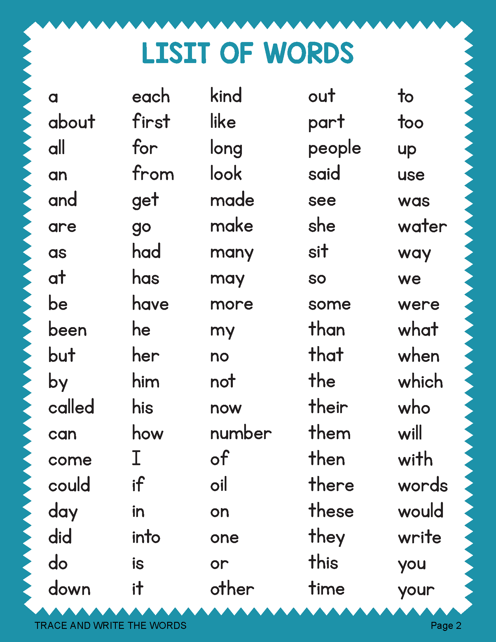 100 Sight Words Reading Writing And Tracing Worksheets Pre K 