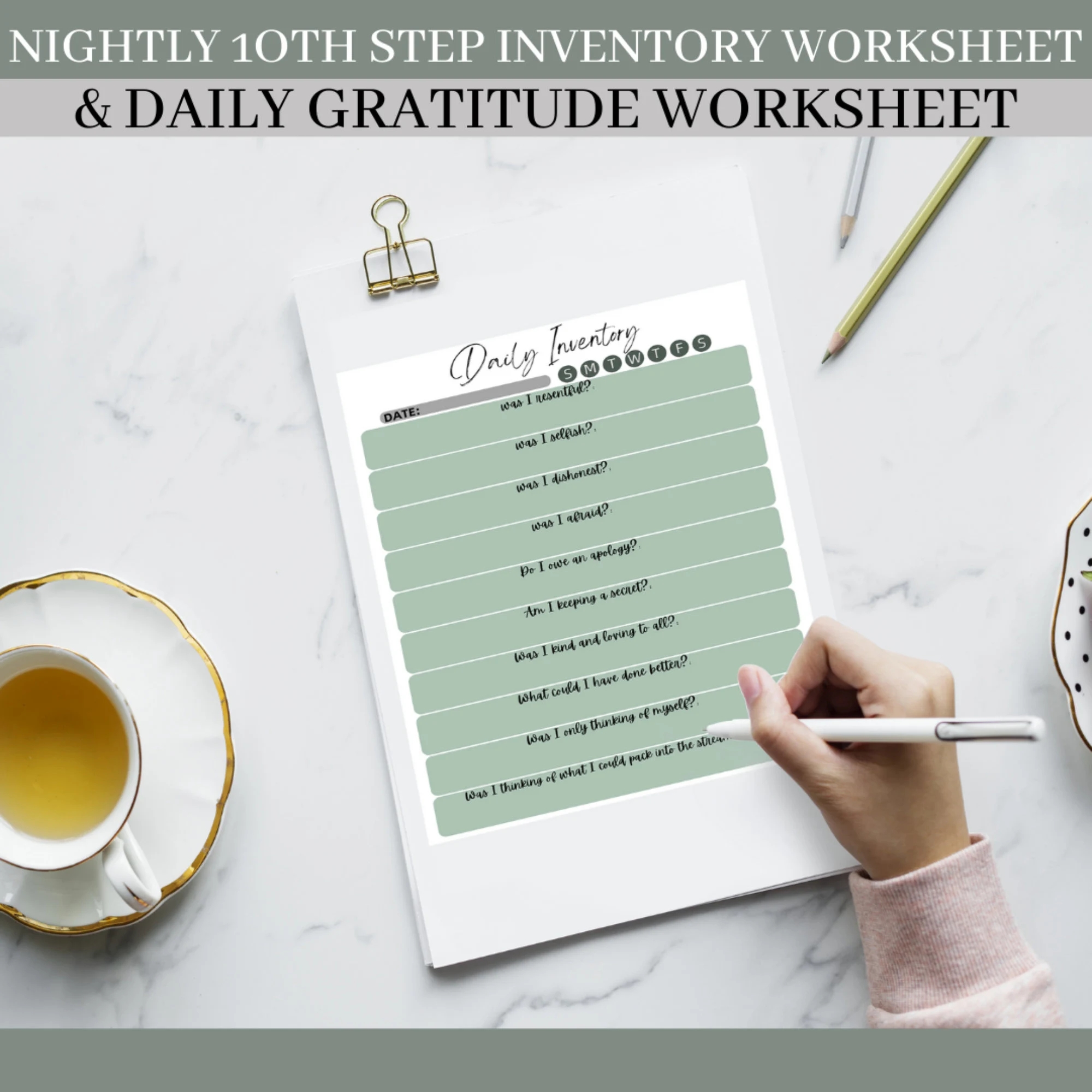 10th Step Nightly Inventory Worksheet Daily Gratitude Journal Inventory Worksheet Big Book Worksheet Step 10 Inventory Worksheet Etsy