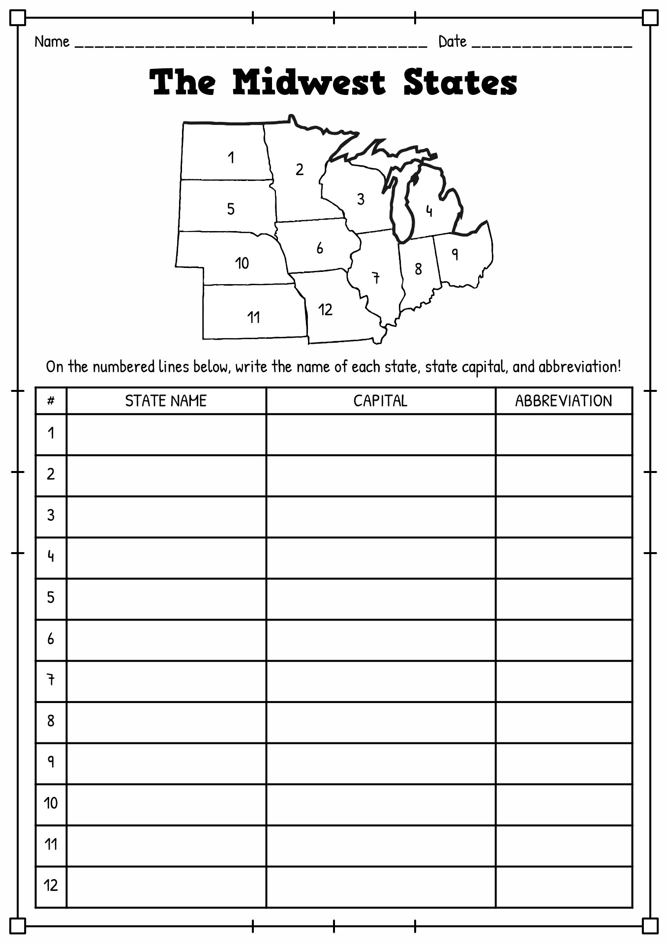 Free Printable State And Capital Worksheets Free Printable State And Capital Worksheets
