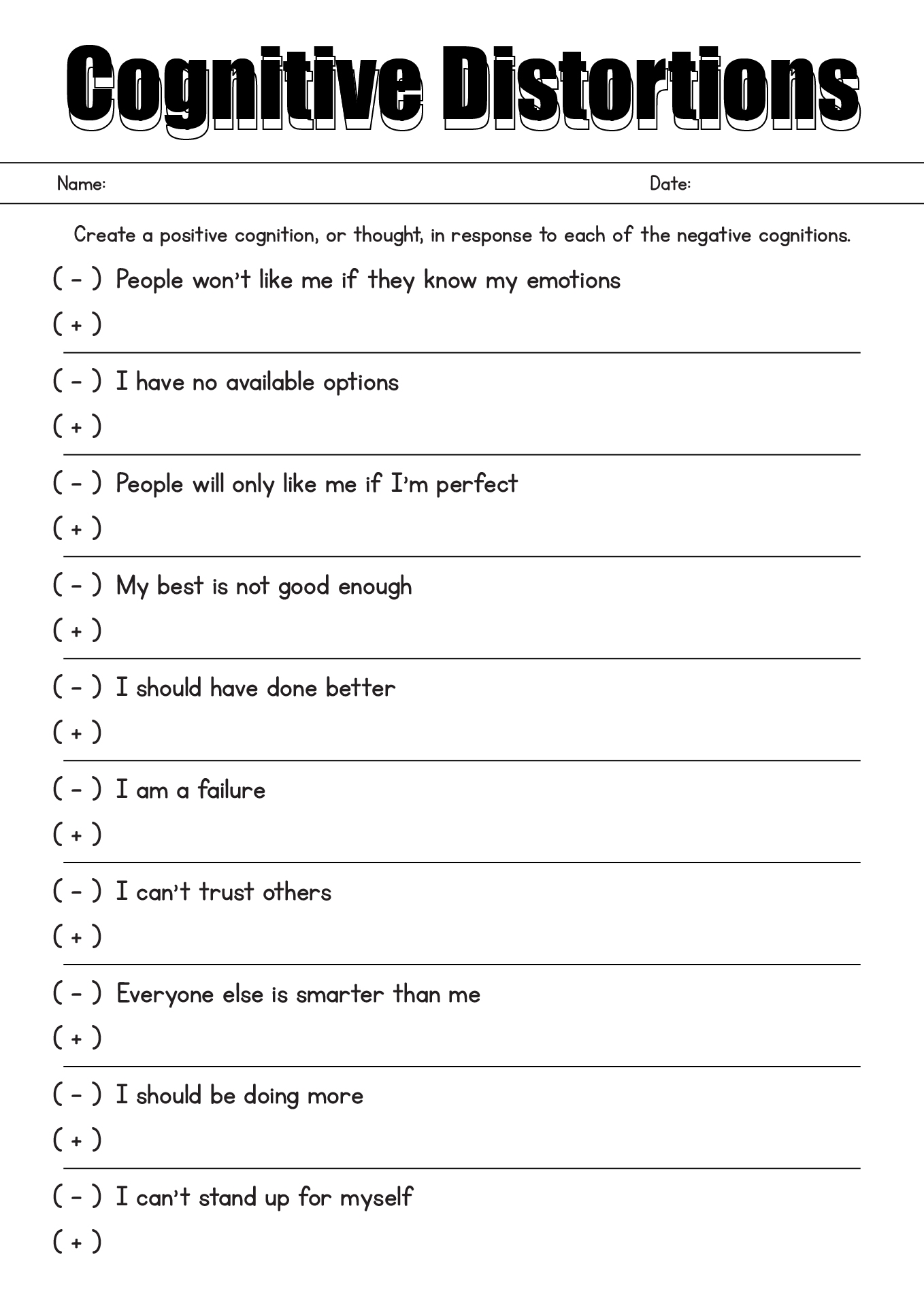 12 Cognitive Distortions Worksheets For Therapy Free PDF At Worksheeto 12 Cognitive Distortions Worksheets For Therapy Free PDF At Worksheeto