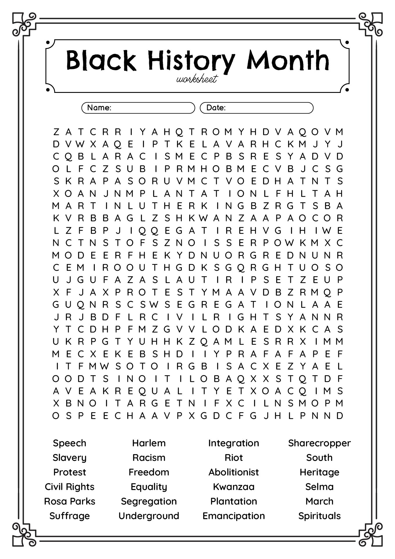 13 Free Black History Month Worksheets Elementary Free PDF At Worksheeto