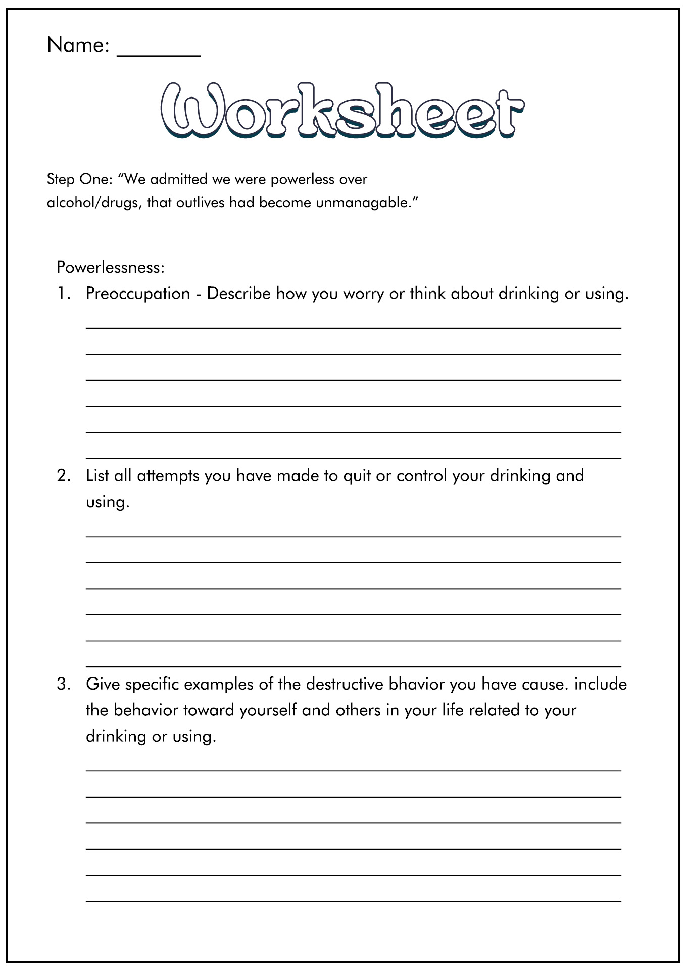 15 12 Step Recovery Worksheets Free PDF At Worksheeto Worksheets Library
