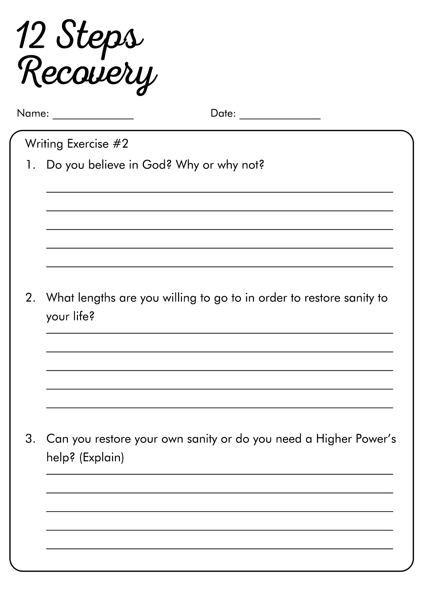 Printable Aa Step Worksheets
