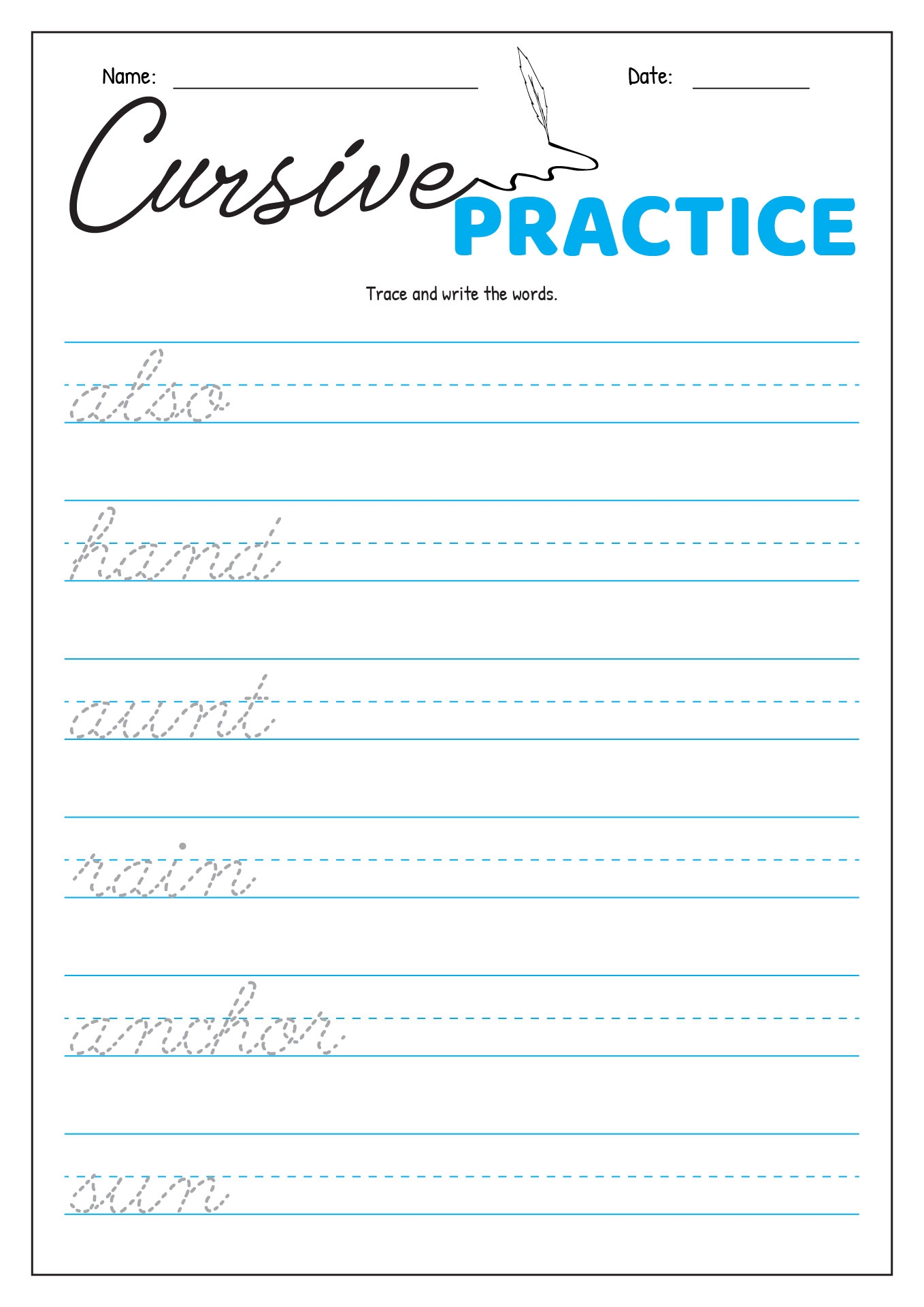 Free Cursive Worksheets Printable