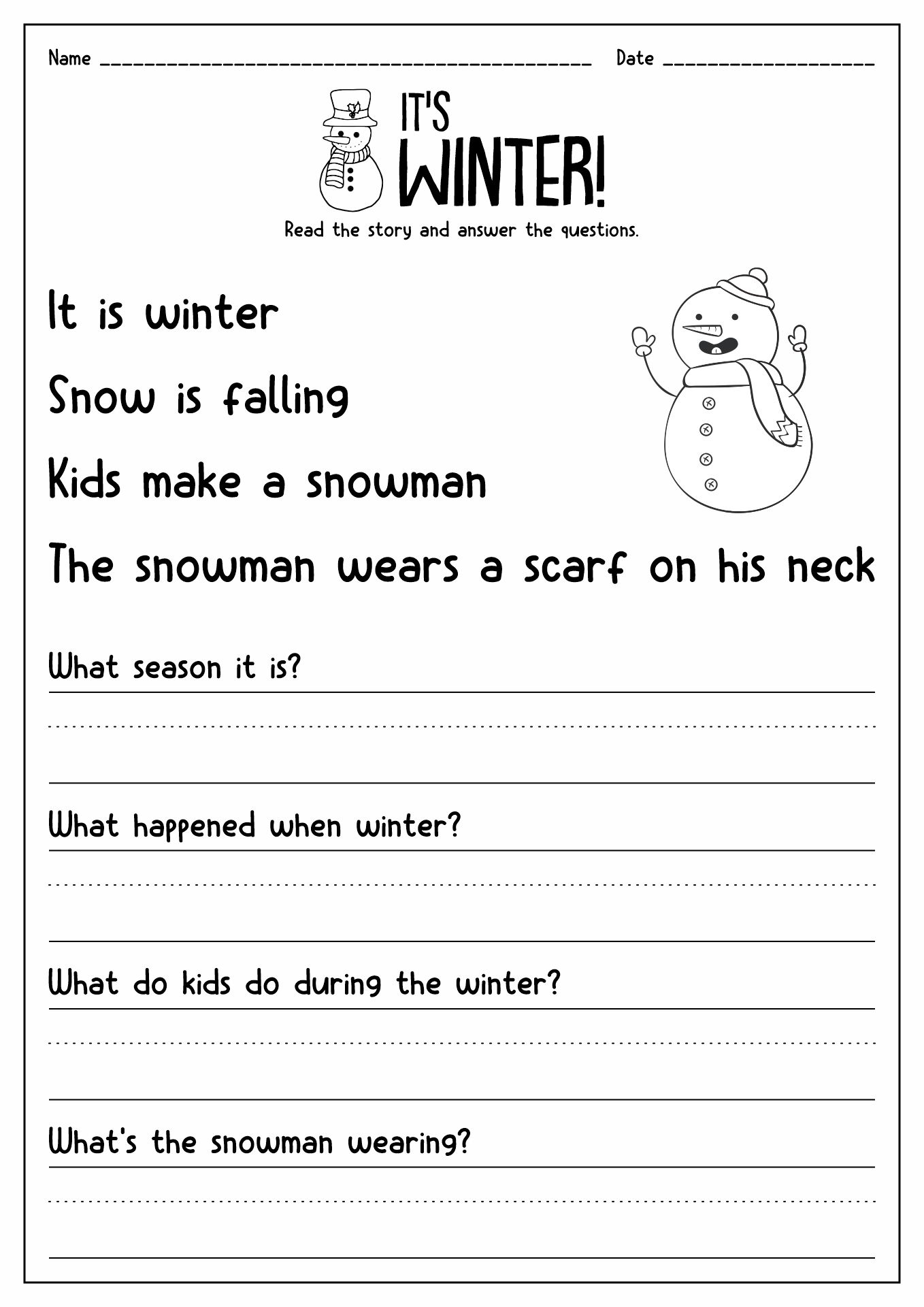 Free Kindergarten Printable Worksheets Reading