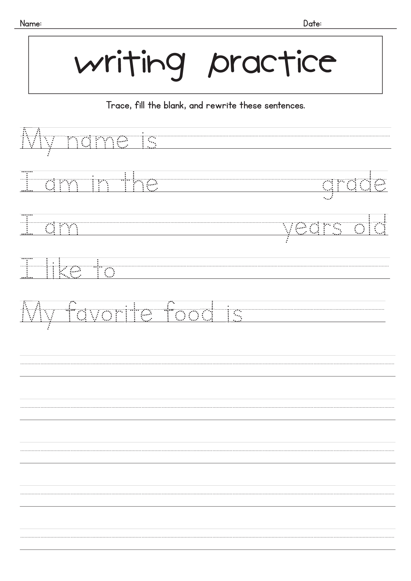 Free Printable Writing Worksheets For 1st Graders