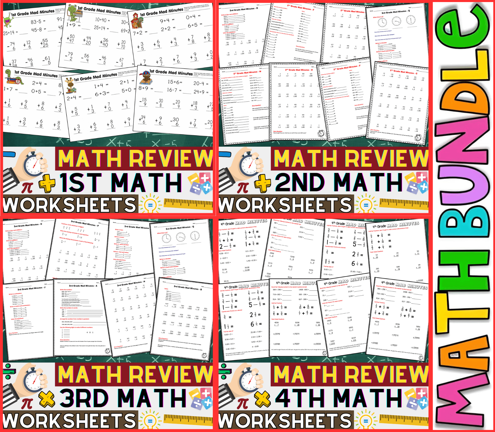 1st 2nd 3rd 4th Grade Math Review Multiplication Division Mad Minute Made By Teachers
