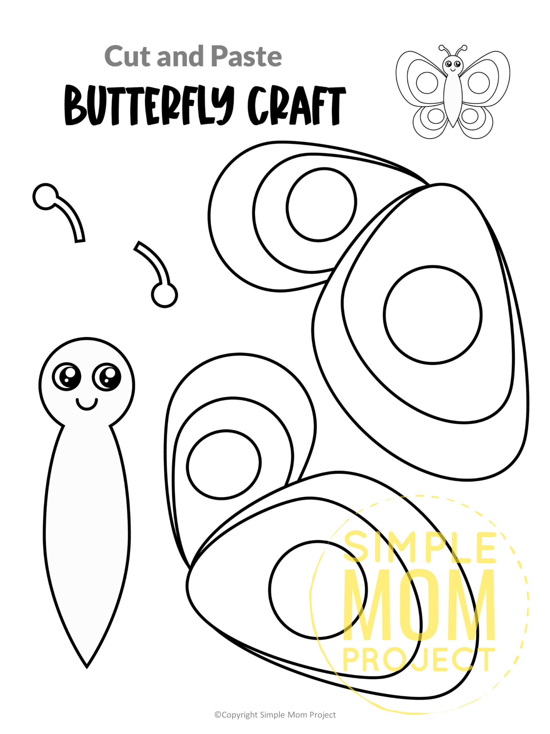 20 Easy And Fun Insect And Bug Cut And Paste Craft Instant Printable Templates Simple Mom Project Store