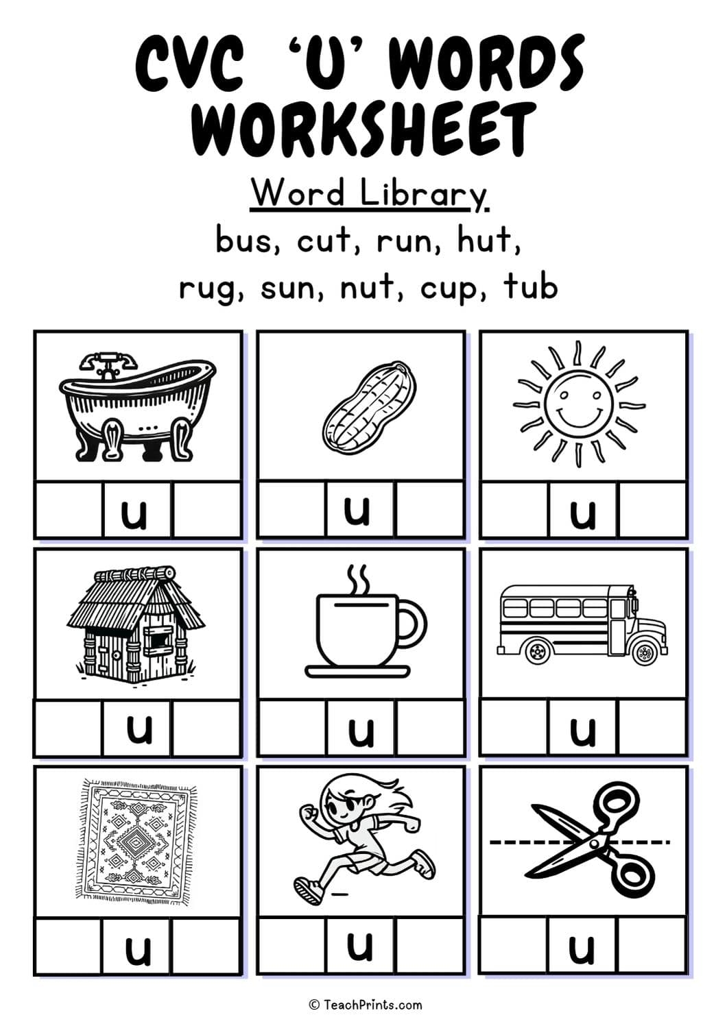 20 Free CVC Words Worksheets Teach Prints