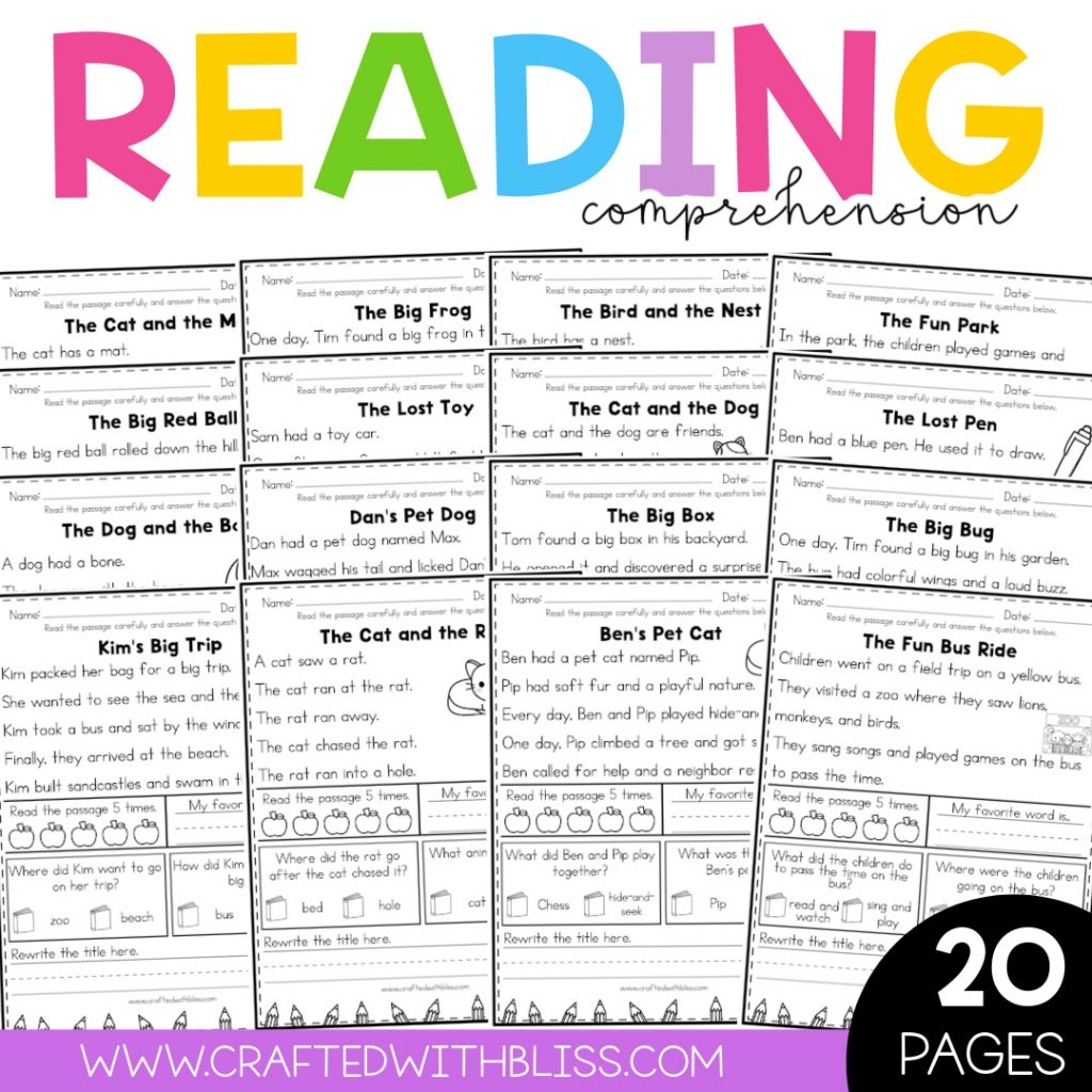 20 FREE Kindergarten Reading Comprehension Printable Free Worksheets Library