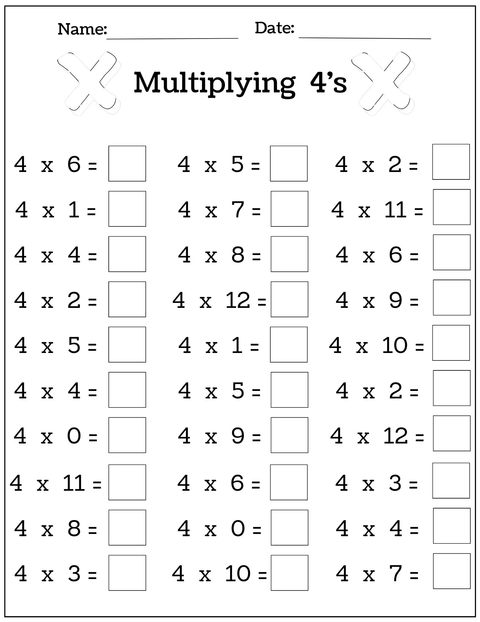 24 Printable Multiplication Worksheets Fill In The Blanks Single Digit Multiplication numbers 1 12 Maths Drills Etsy