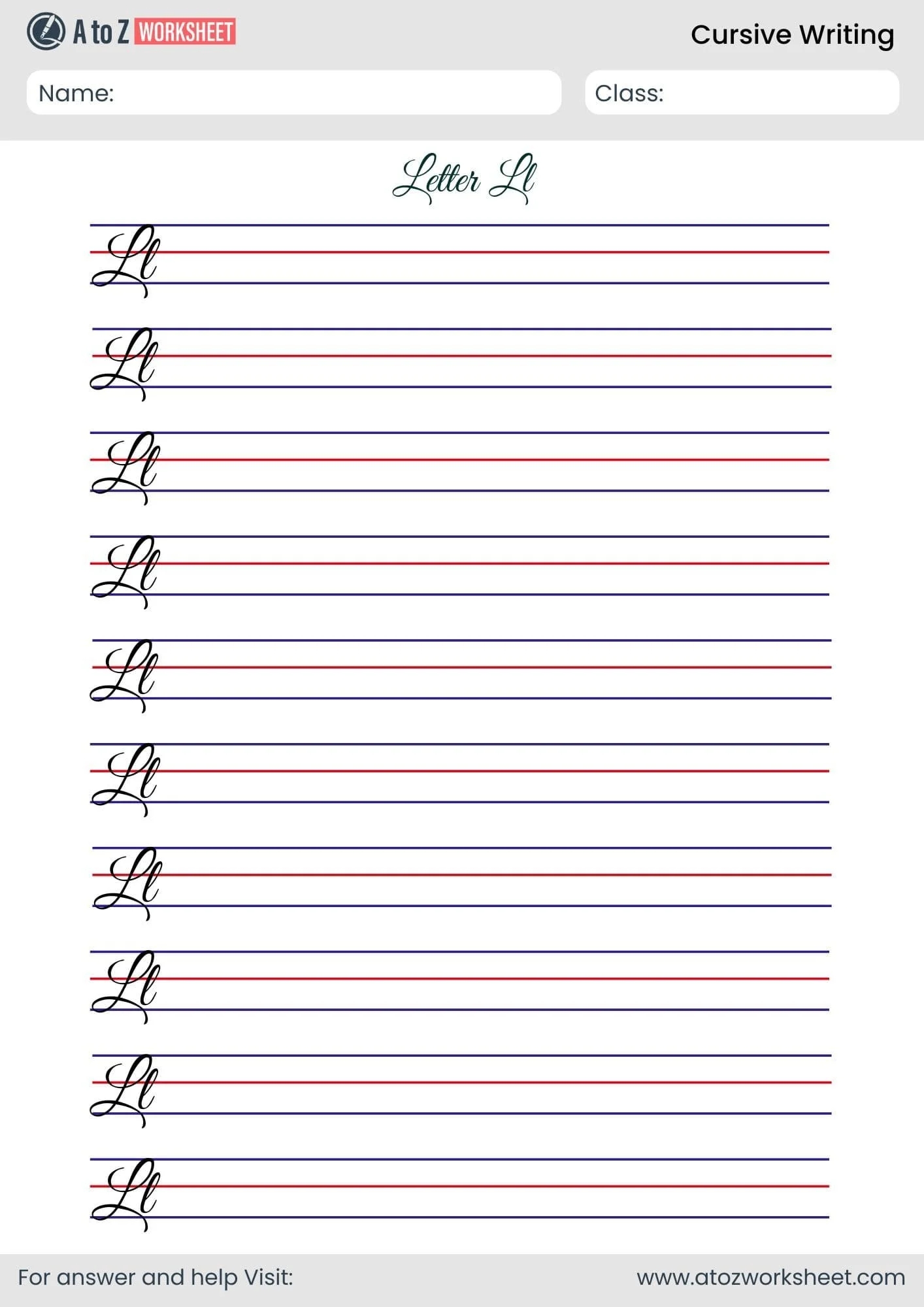 Free Printable Cursive Writing Worksheets