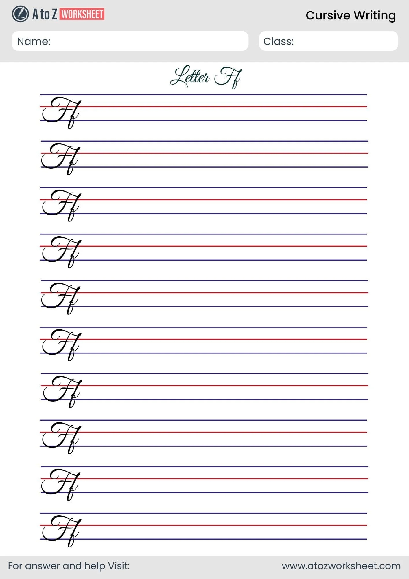 25 Free Cursive Writing Worksheets PDF A To Z Worksheet
