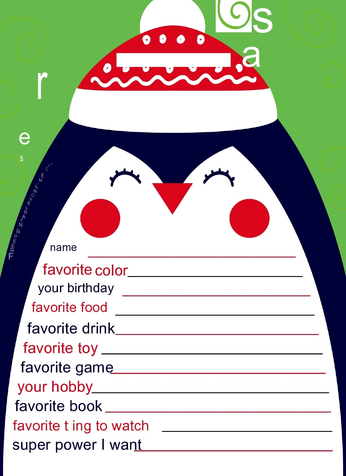 Free Printable Secret Santa Worksheets