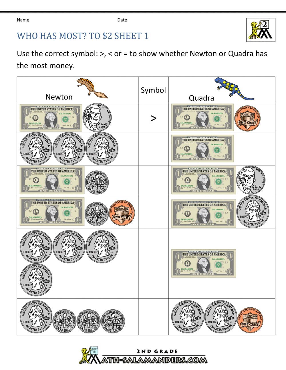 2nd Grade Money Worksheets Up To 2 2nd Grade Money Worksheets Up To 2