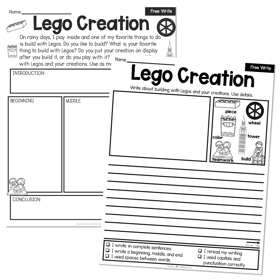 2nd Grade October Writing Pages Free Write Lego Creation Lucky Little Learners