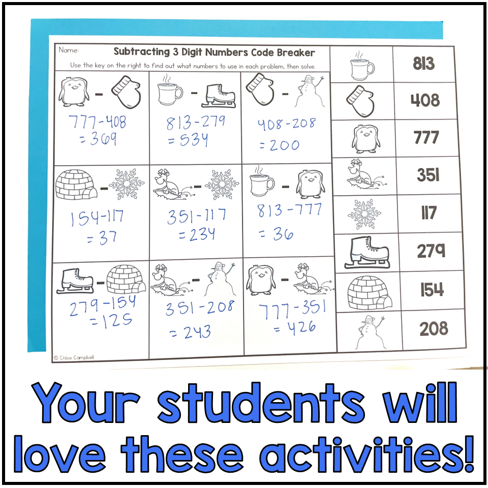 3 Digit Subtraction With Regrouping Winter Math Worksheets 3 Digit Subtraction With Regrouping Winter Math Worksheets
