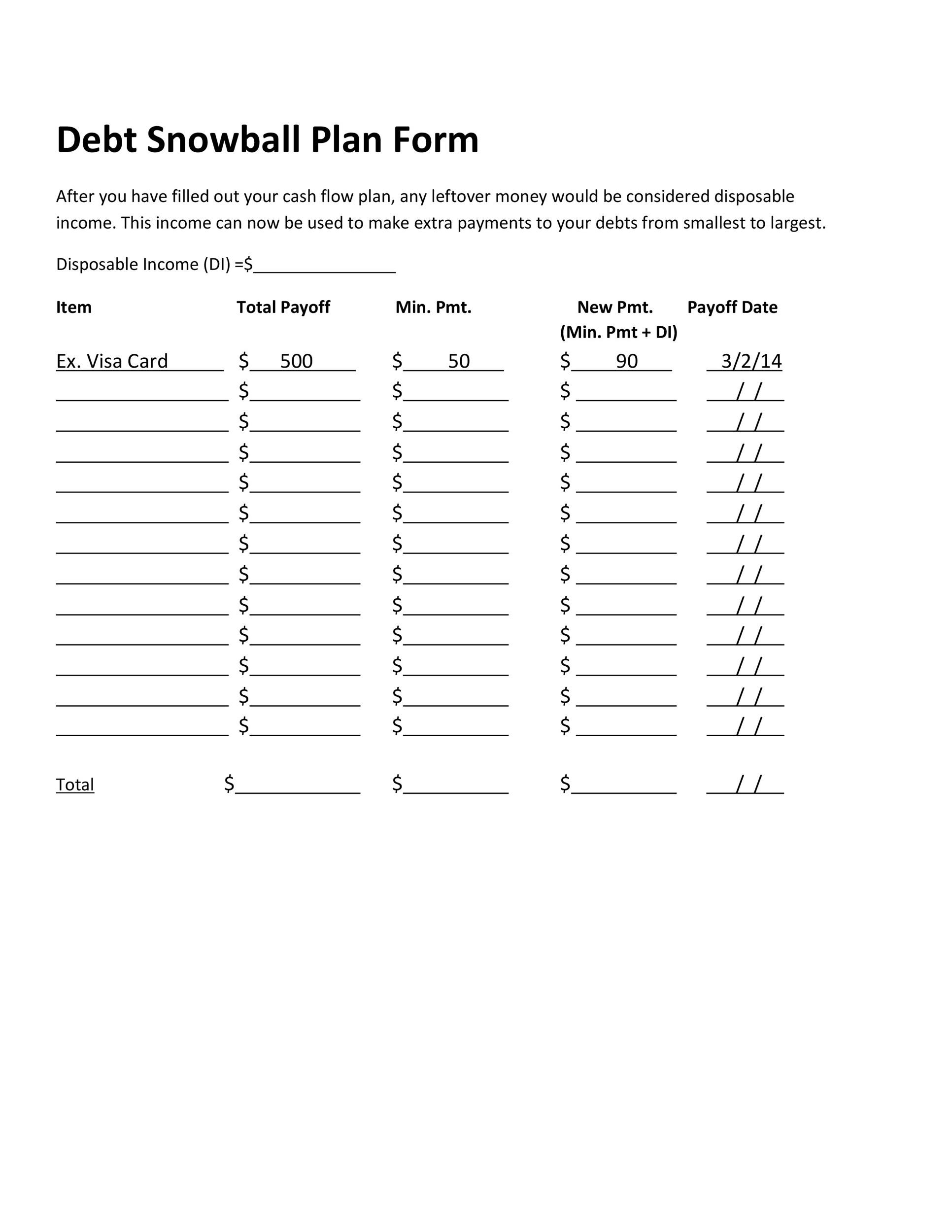 Debt Snowball Worksheet Printable