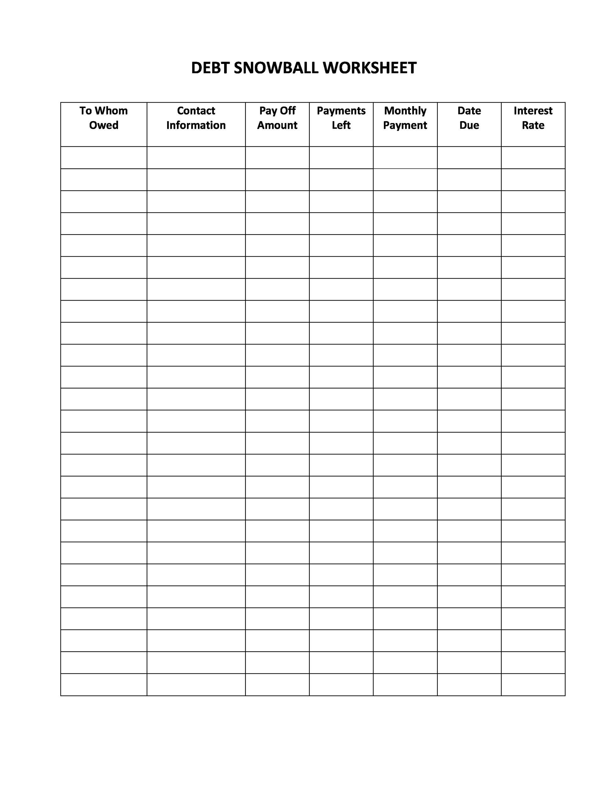 38 Debt Snowball Spreadsheets Forms Calculators Worksheets Library