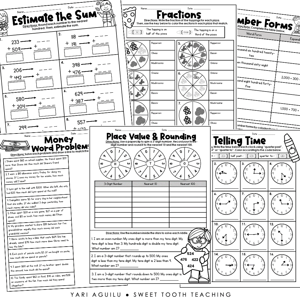 3rd Grade Daily Practice Skill Review Worksheets September Math Reading Grammar Printables Shop Sweet Tooth Teaching 3rd Grade Daily Practice Skill Review Worksheets September Math Reading Grammar Printables Shop Sweet Tooth Teaching