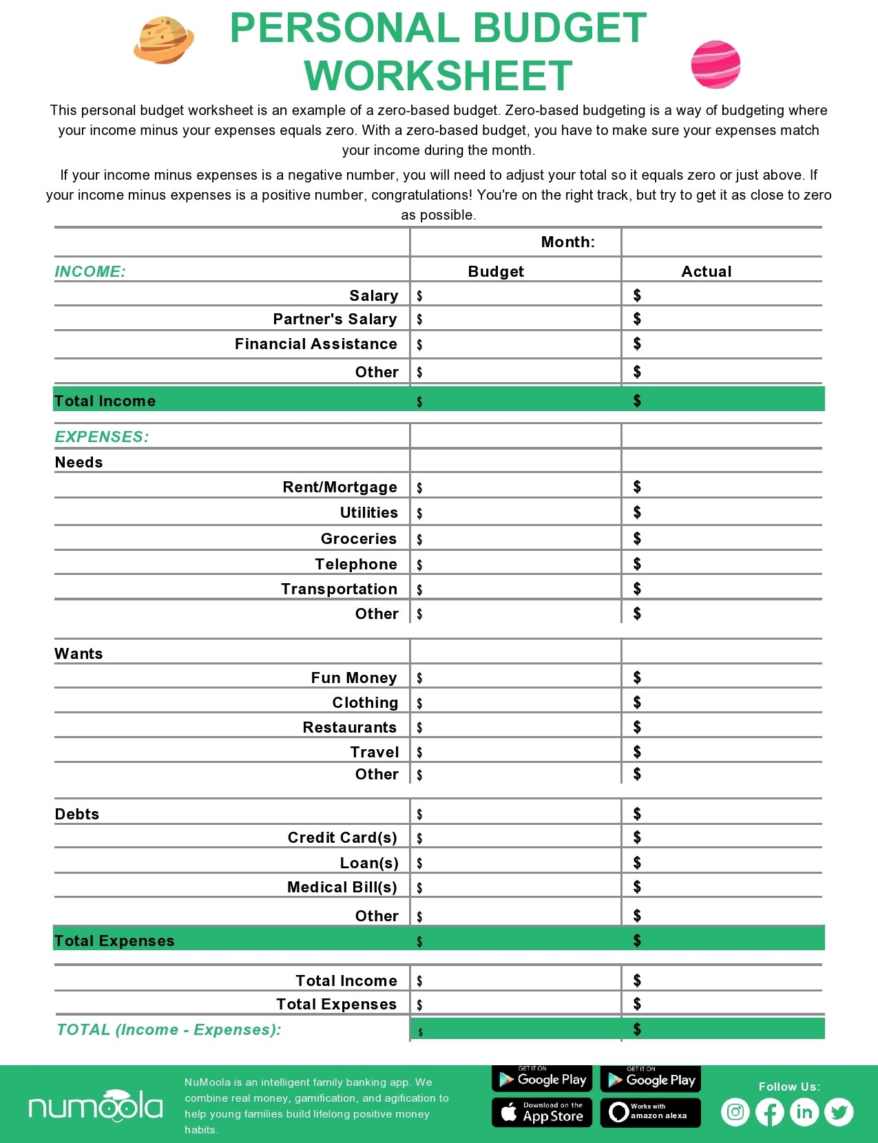 Free Printable Low Income Budget Beginner Printable Budget Worksheet