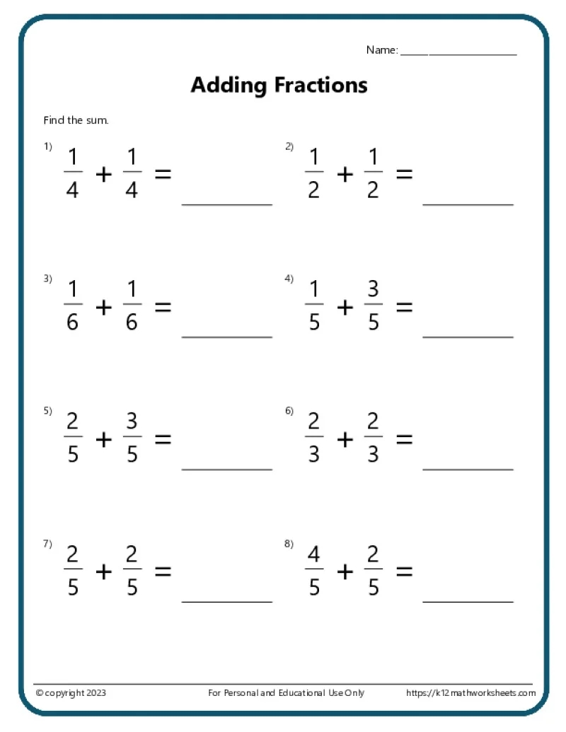 5th Grade Math Worksheets