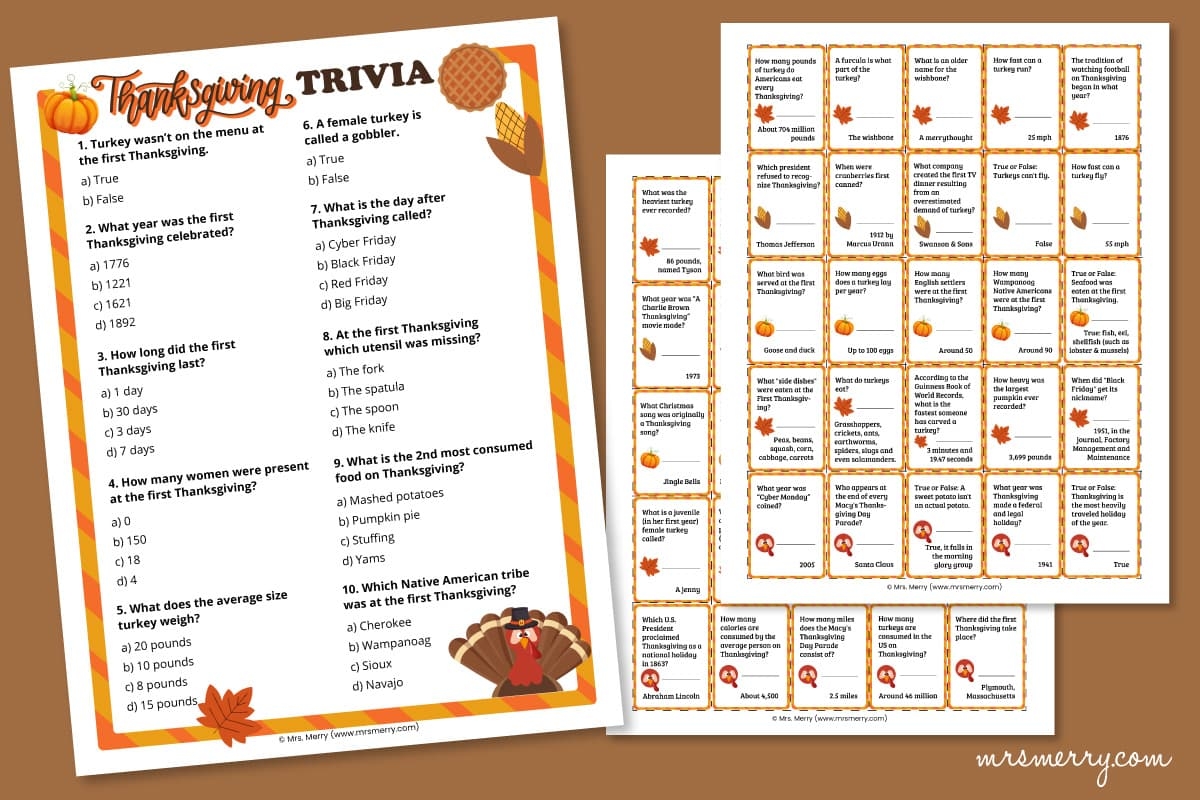 60 Thanksgiving Trivia Questions And Answers Printable Mrs Merry 60 Thanksgiving Trivia Questions And Answers Printable Mrs Merry