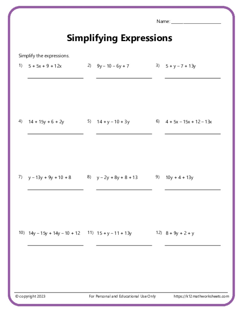 6th Grade Algebra Worksheets 6th Grade Algebra Worksheets