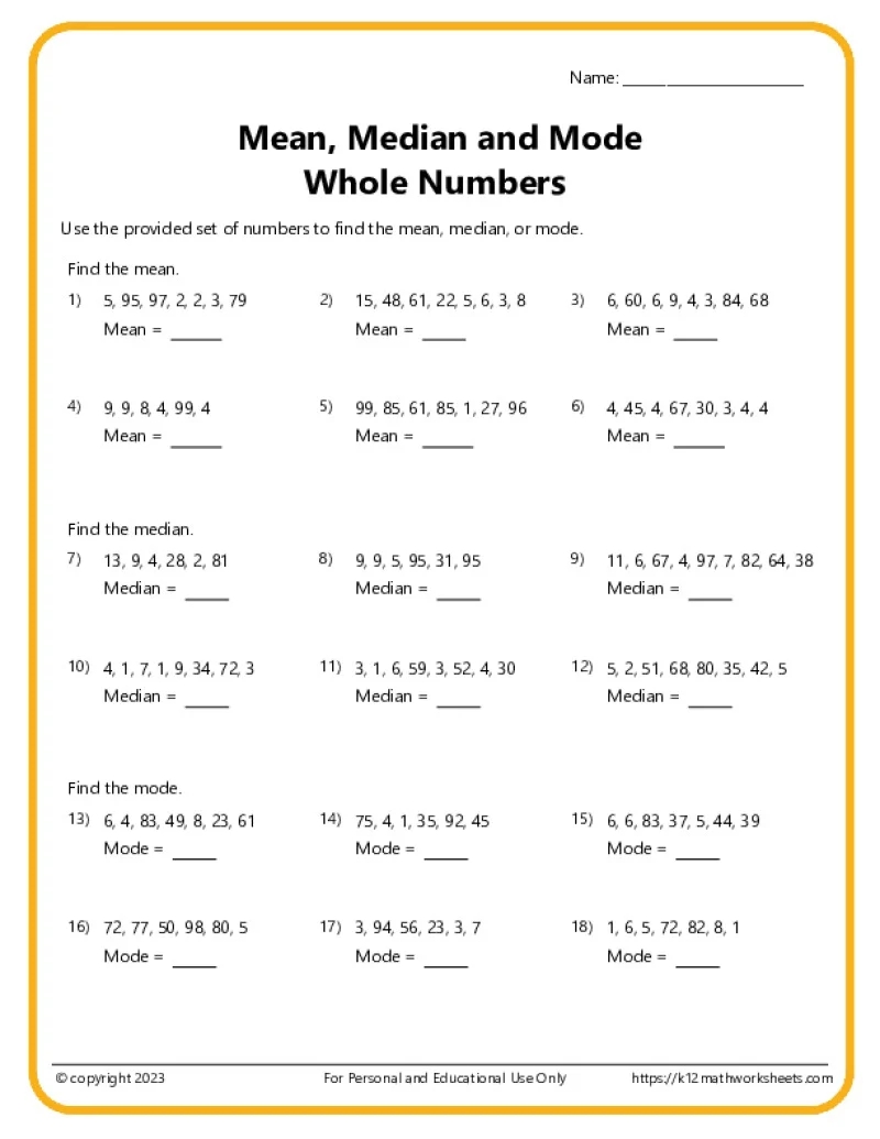 6th Grade Math Worksheets