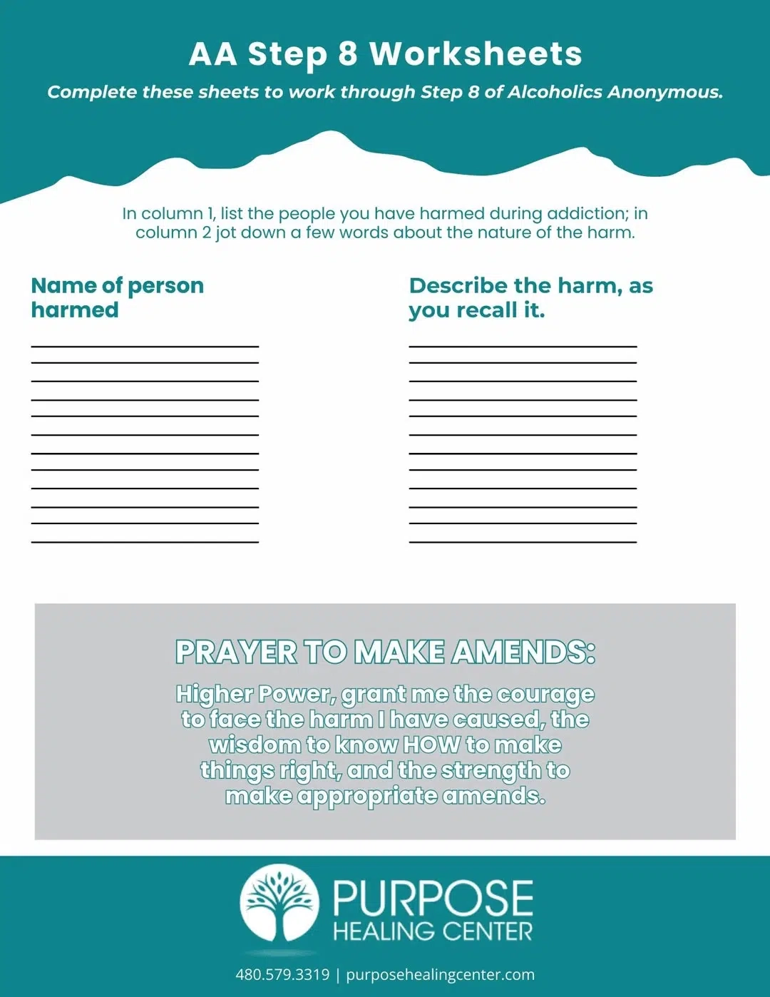 AA Step 8 Worksheet Purpose Healing Download Your Guide