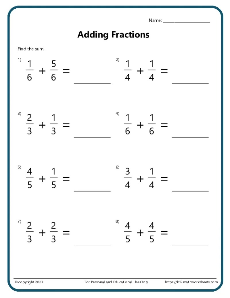 Adding And Subtracting Fractions Worksheets Adding And Subtracting Fractions Worksheets