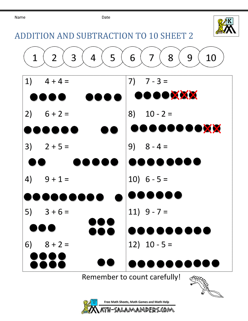 Addition And Subtraction Worksheets For Kindergarten Addition And Subtraction Worksheets For Kindergarten