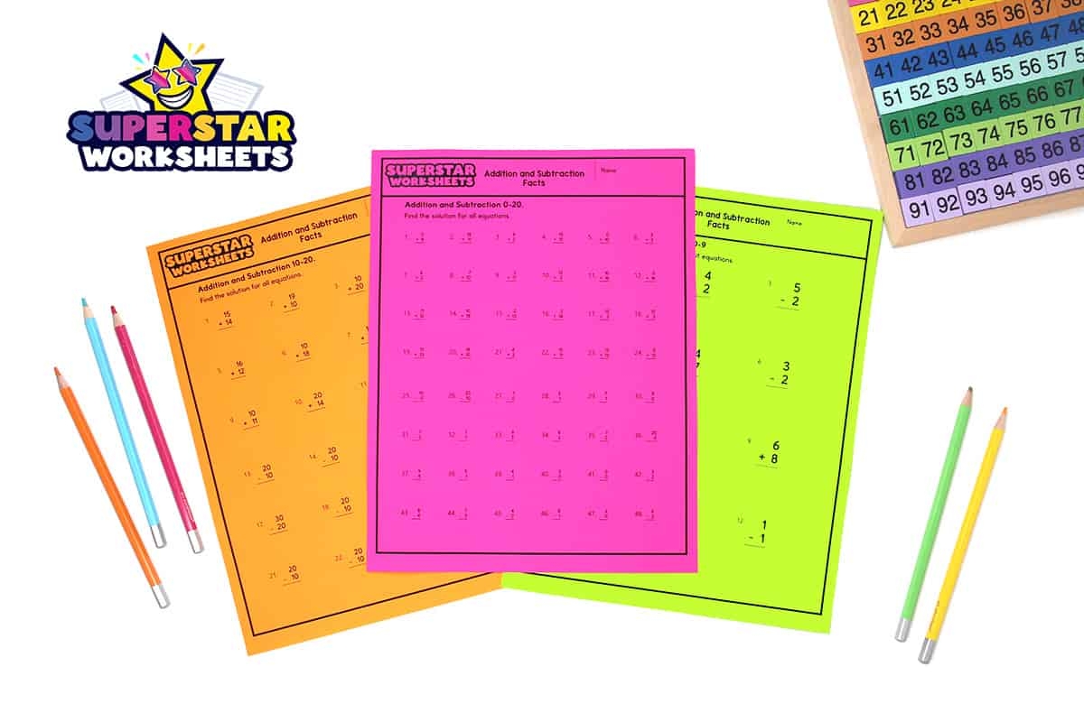 Addition And Subtraction Worksheets Superstar Worksheets