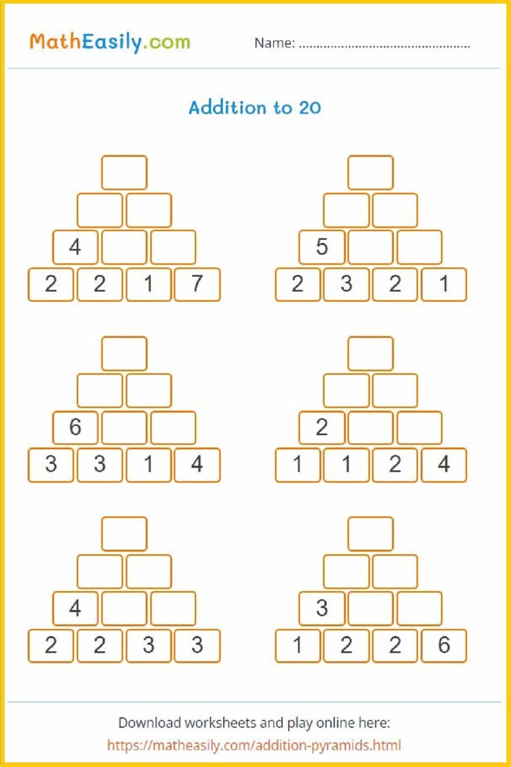 Addition Worksheets Printable