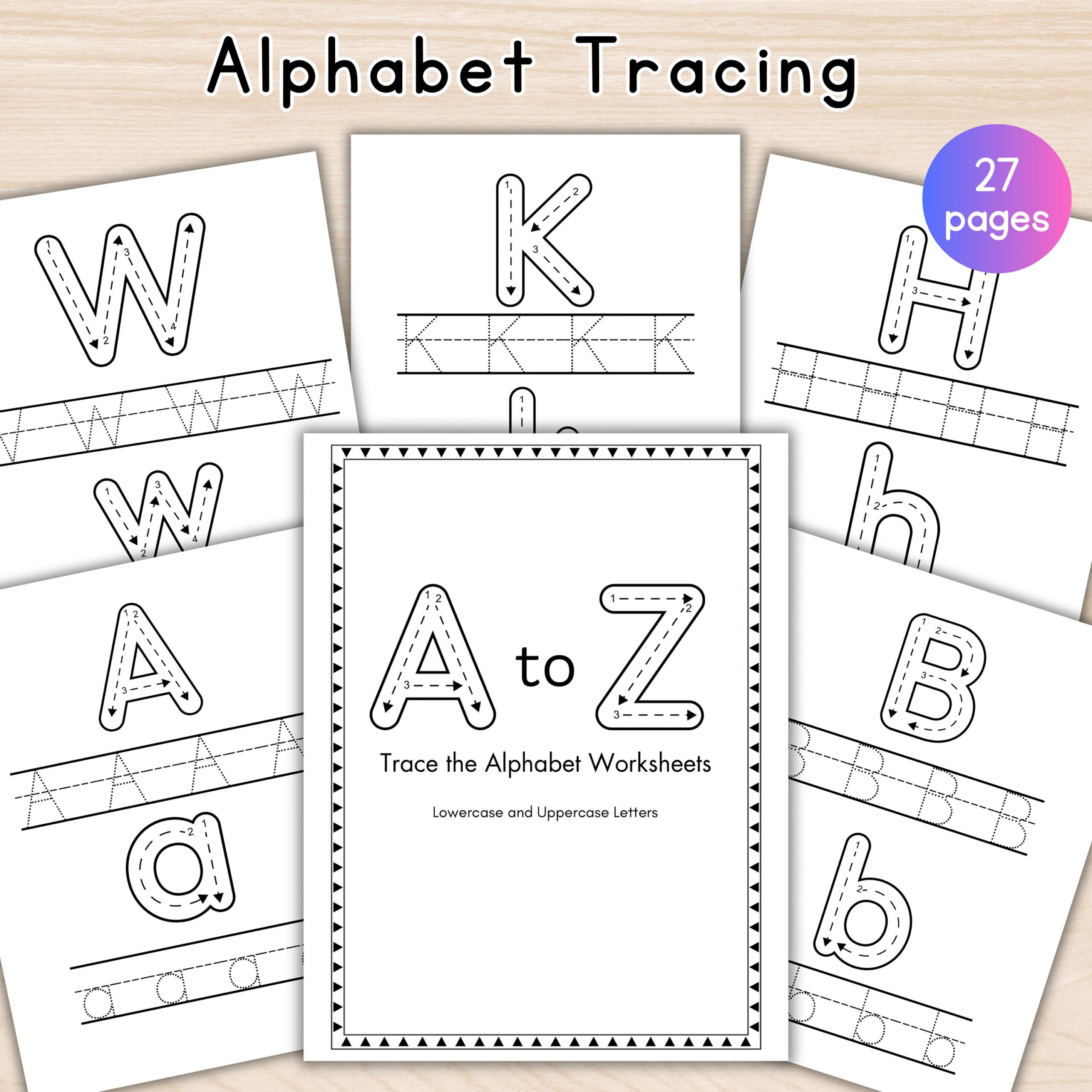 Alphabet Tracing Worksheets A Z ABC Tracing Workbook handwriting Letters Tracing printable Preschool U0026 Kinder Worksheets alphabet Trace Etsy