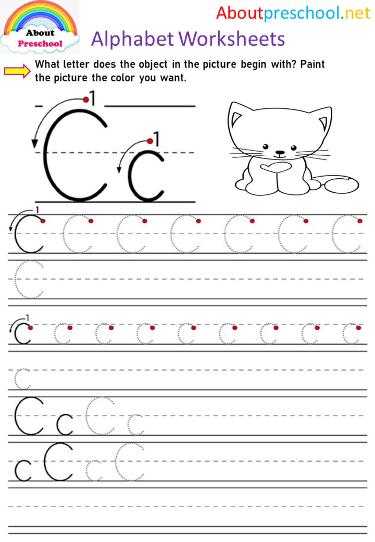 Alphabet Tracing Worksheets C About Preschool