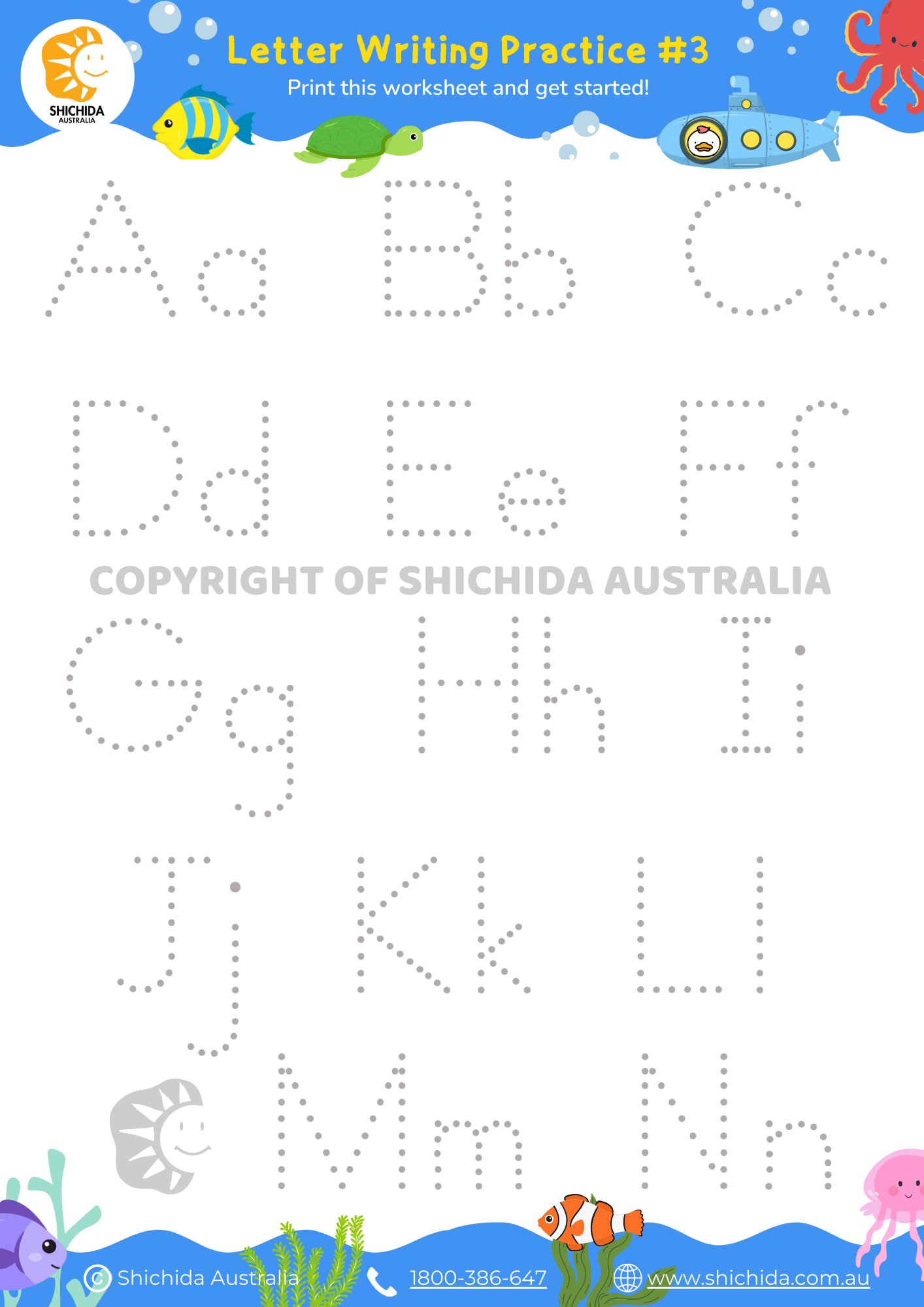 Alphabet Writing Worksheet 3 Shichida Australia Alphabet Writing Worksheet 3 Shichida Australia