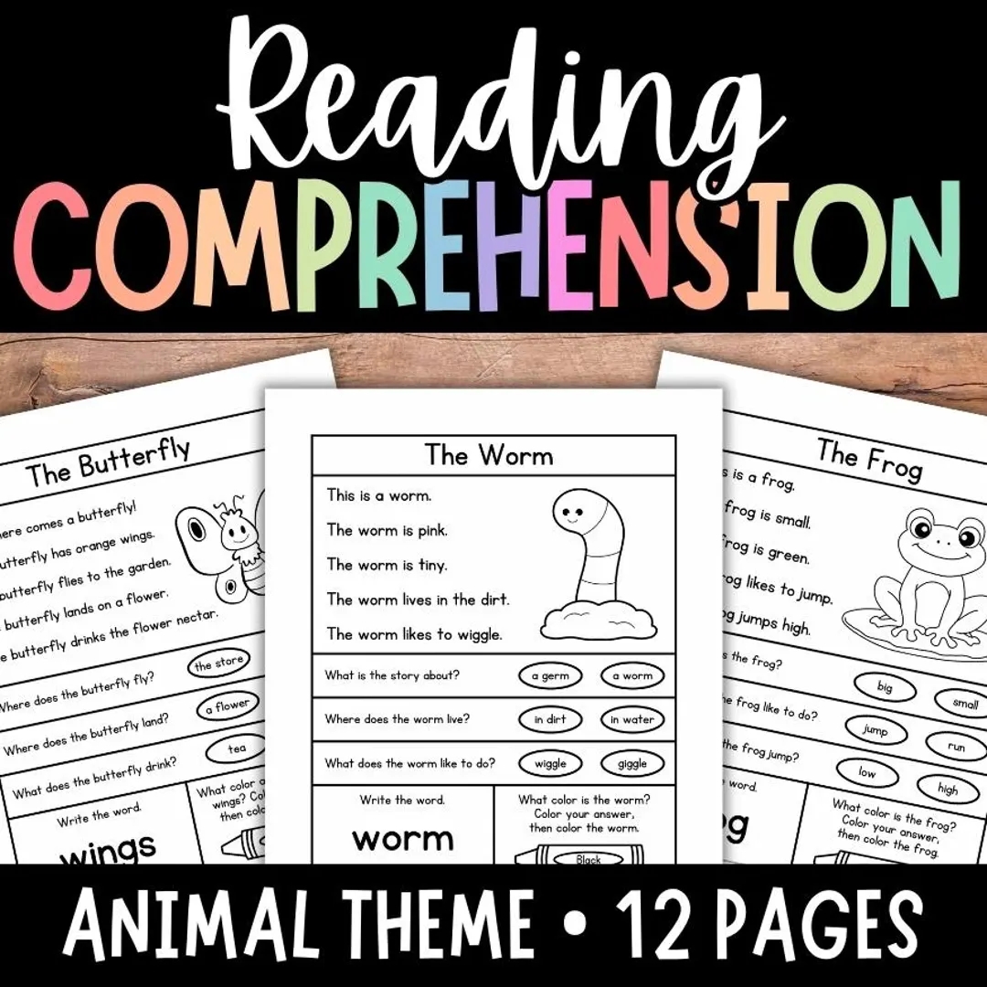 ANIMAL Reading Comprehension Worksheets Kindergarten Reading Reading Passages With Questions First Grade Reading Second Grade Reading Etsy