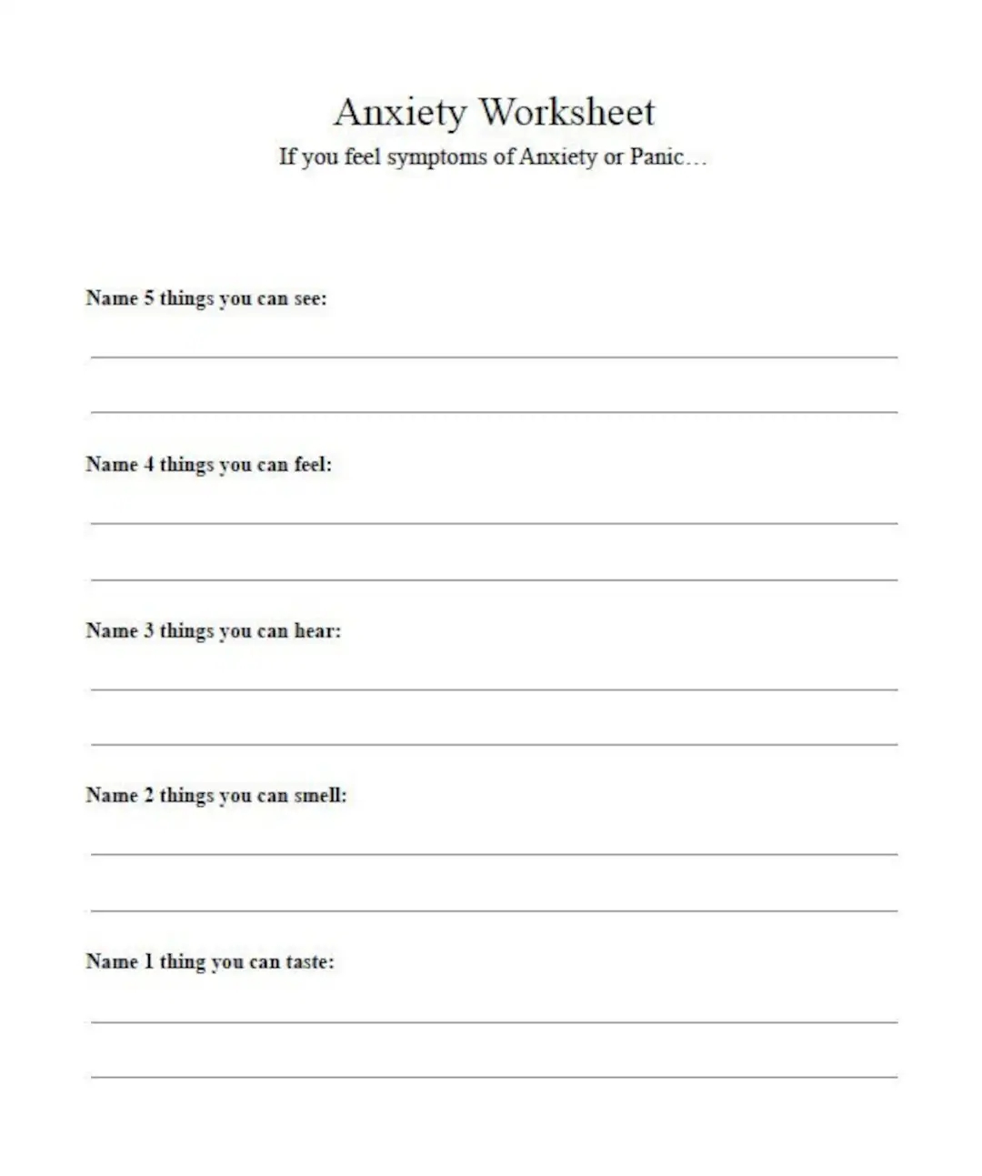 Free Printable Anxiety Worksheets For Adults Free Printable Anxiety Worksheets For Adults